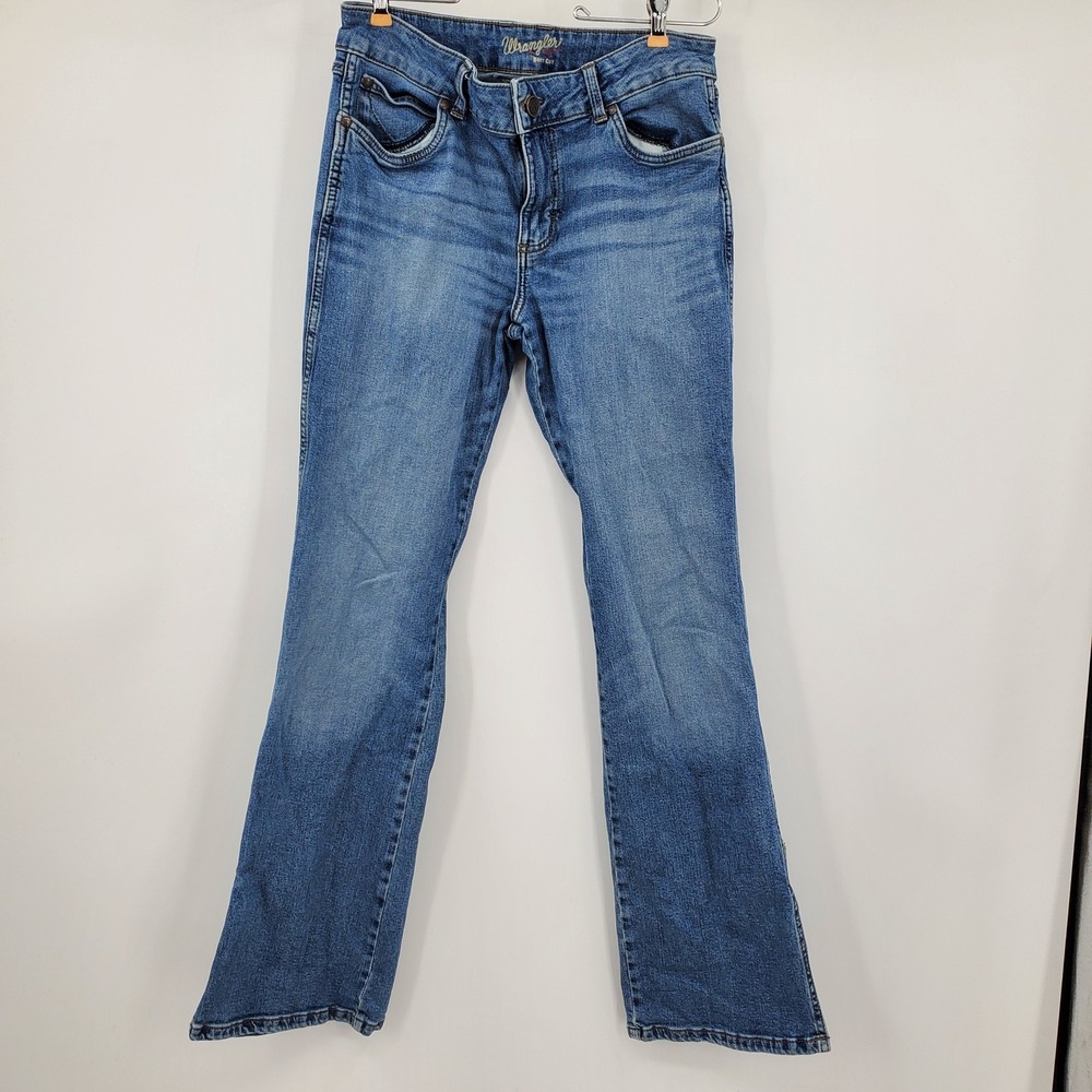 Wrangler Bootcut Jeans Women's Size 9 Blue Denim Hem Slit Western Cowgirl Rodeo